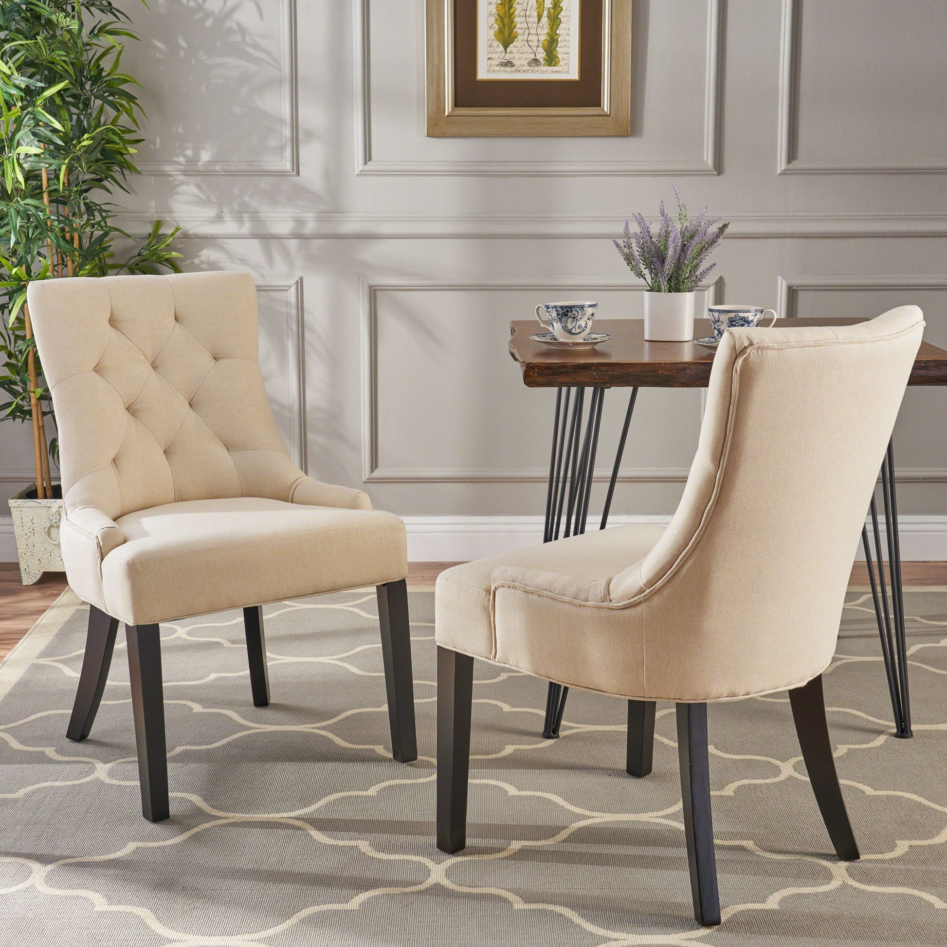 Cheney - Contemporary Dining Chair Tufted Upholstery (Set of 2) Noble House
