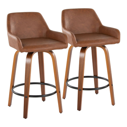 Daniella - Contemporary Fixed Height Counter Stool With Swivel With Round Footrest (Set of 2) Lumi Source