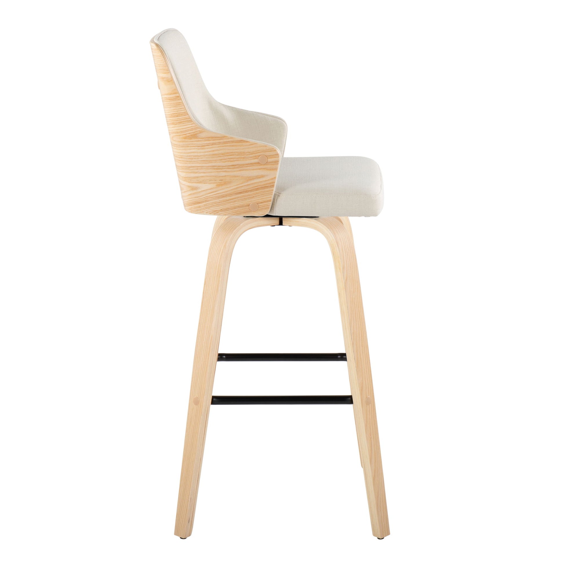 Stella - Contemporary Fixed Height Barstool With Swivel Square Footrest (Set of 2) Lumi Source