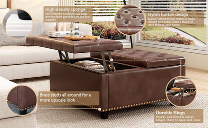Large Square Storage Ottoman With 2 Storage Doors Home Essentials