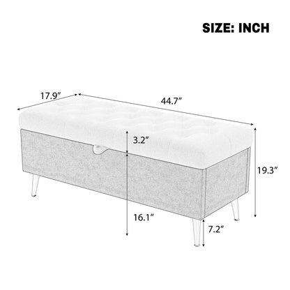 Modern Tufted Storage Ottoman Bench With Metal Legs Hearth and Haven