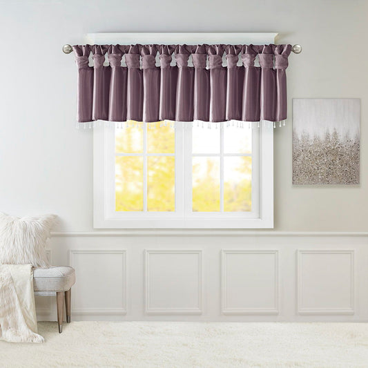 Emilia - Lightweight Valance With Beads - Purple