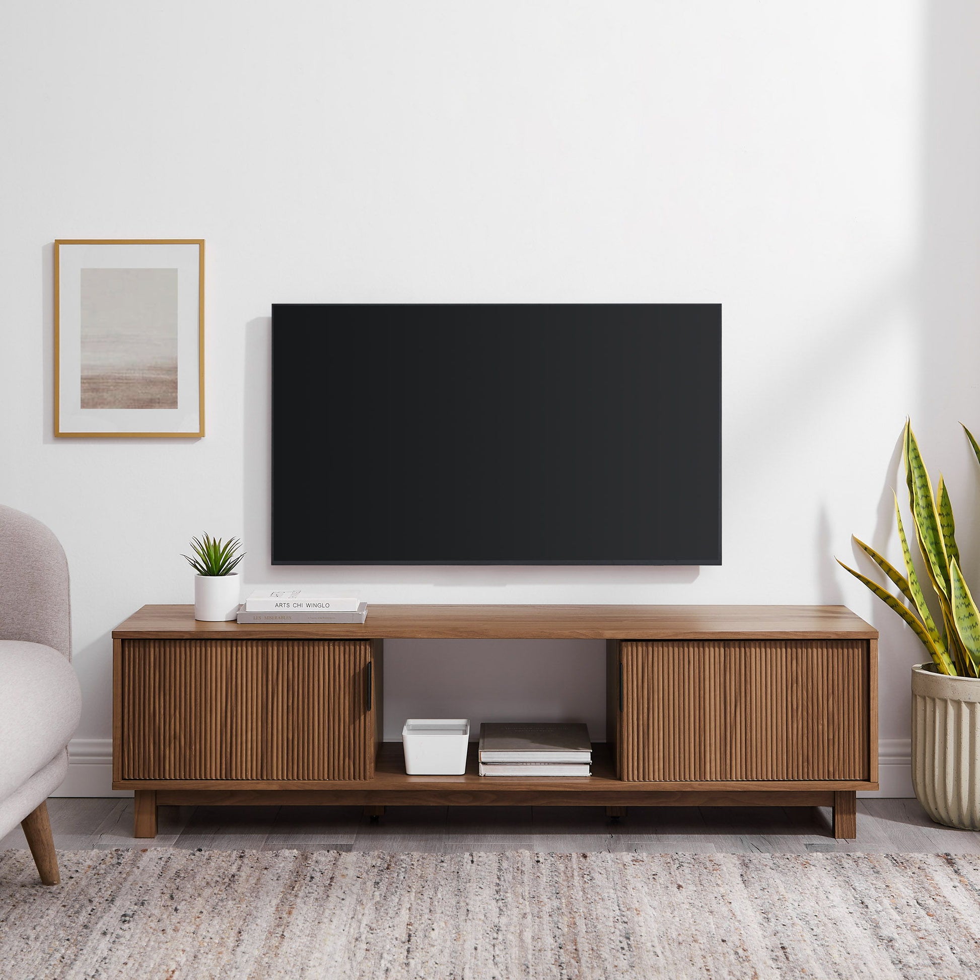 Modern Fluted Door Minimalist TV Stand Walker Edison