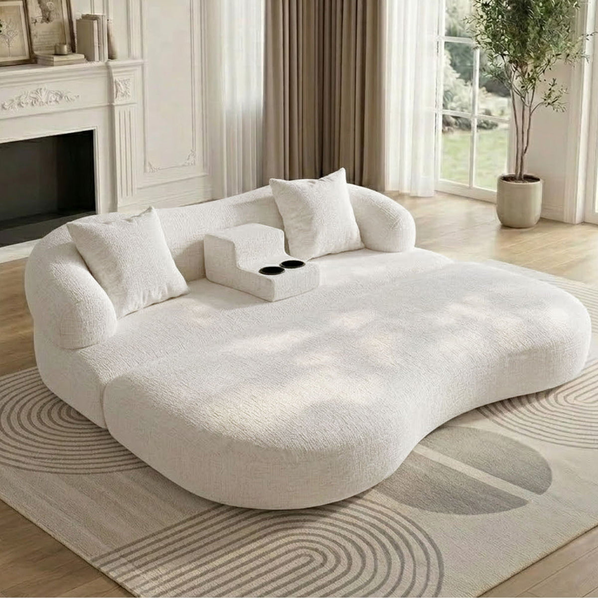 2 In 1 Convertible Sleeper Sofa Bed With Cup Holders Home Essentials