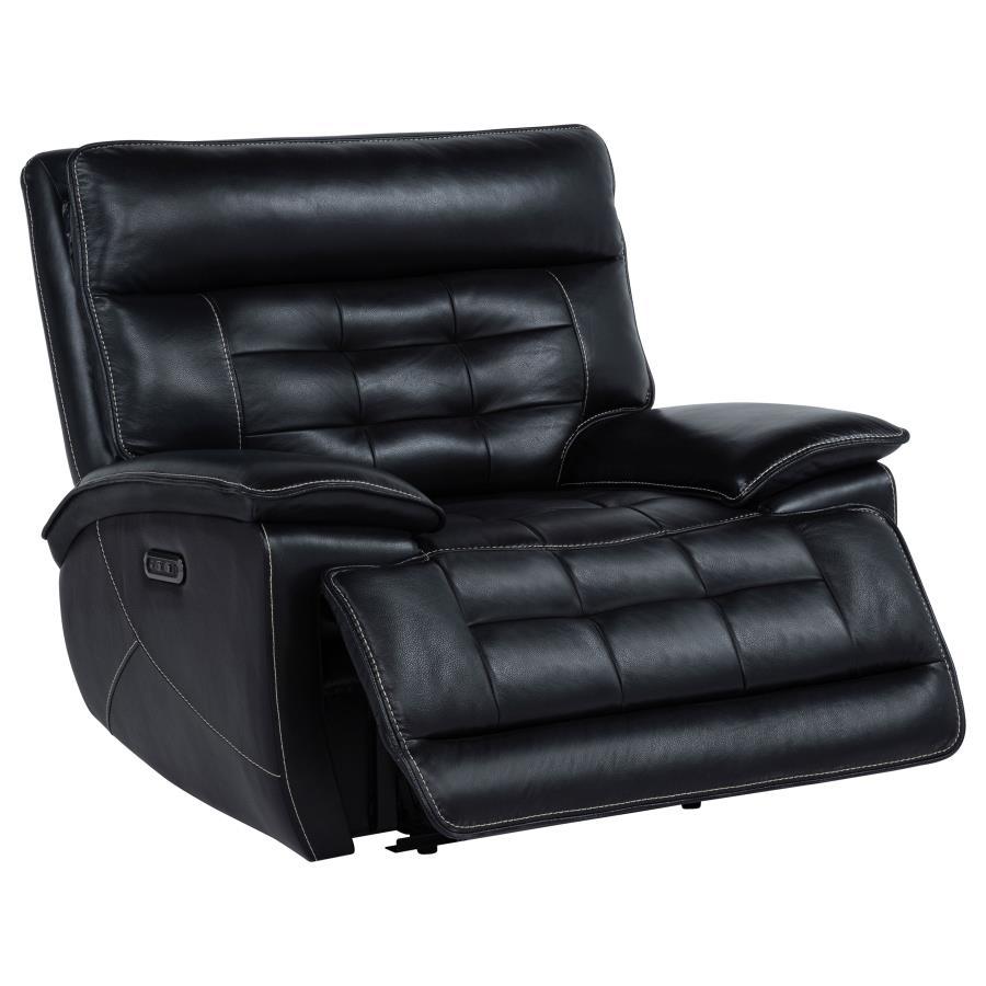 Hewitt - Leather Upholstered Dual Power Recliner Chair - Black Coaster Fine Furniture