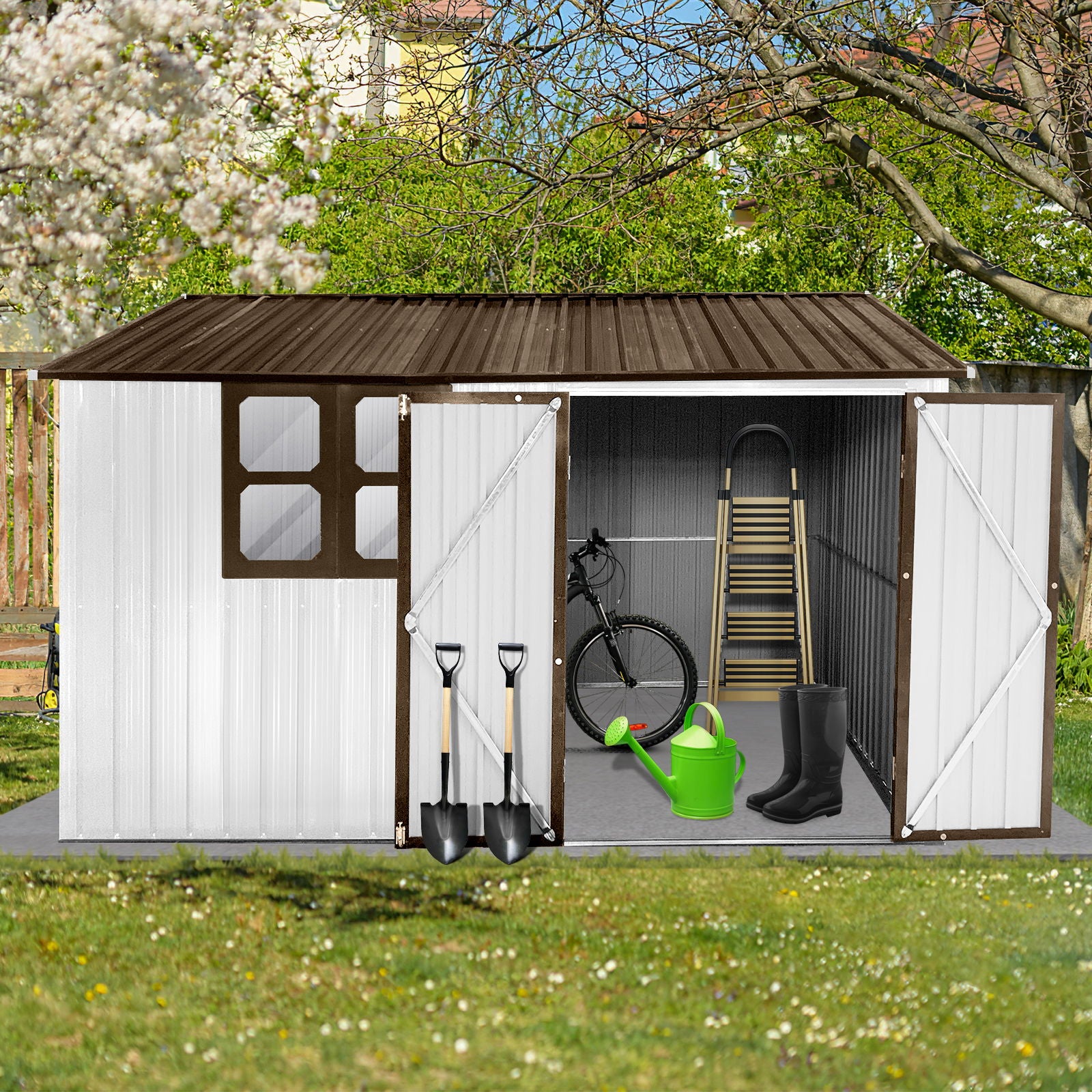 10' x 8' Garden Sheds Outdoor Storage Sheds With Window Daily Nest