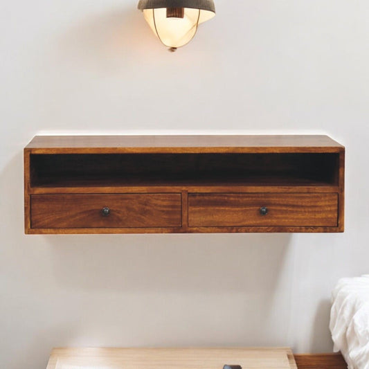 Lunar - 2 Drawer Wall Mounted Media Unit - Brown Artisan Furniture