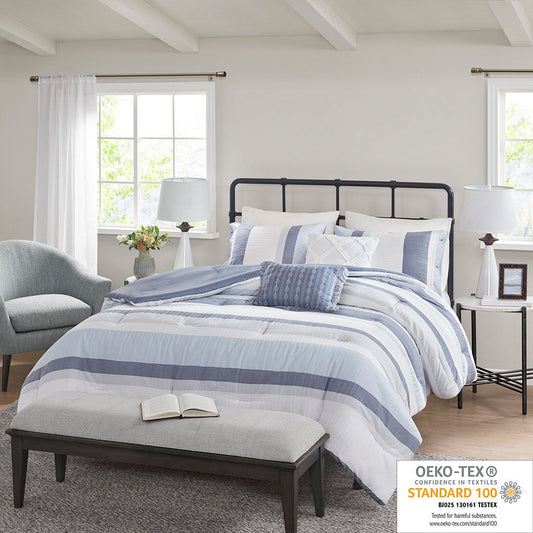 Allegany - King 5 Piece Comforter Set - Blue