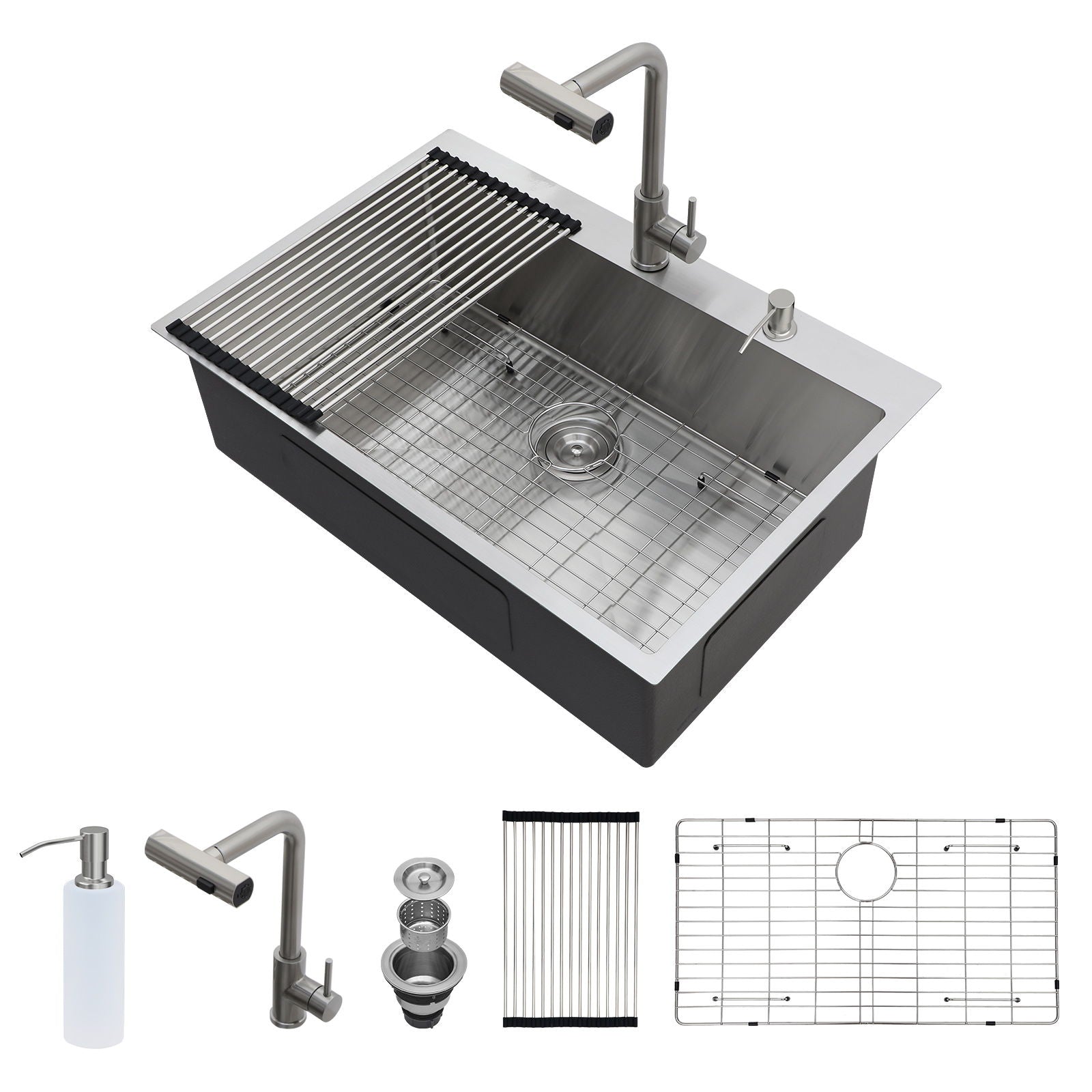 Drop In Kitchen Sink With Pull Down Faucet And Soap Dispenser Daily Nest