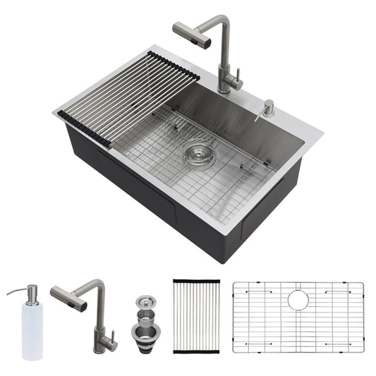 Drop In Kitchen Sink With Pull Down Faucet And Soap Dispenser Daily Nest