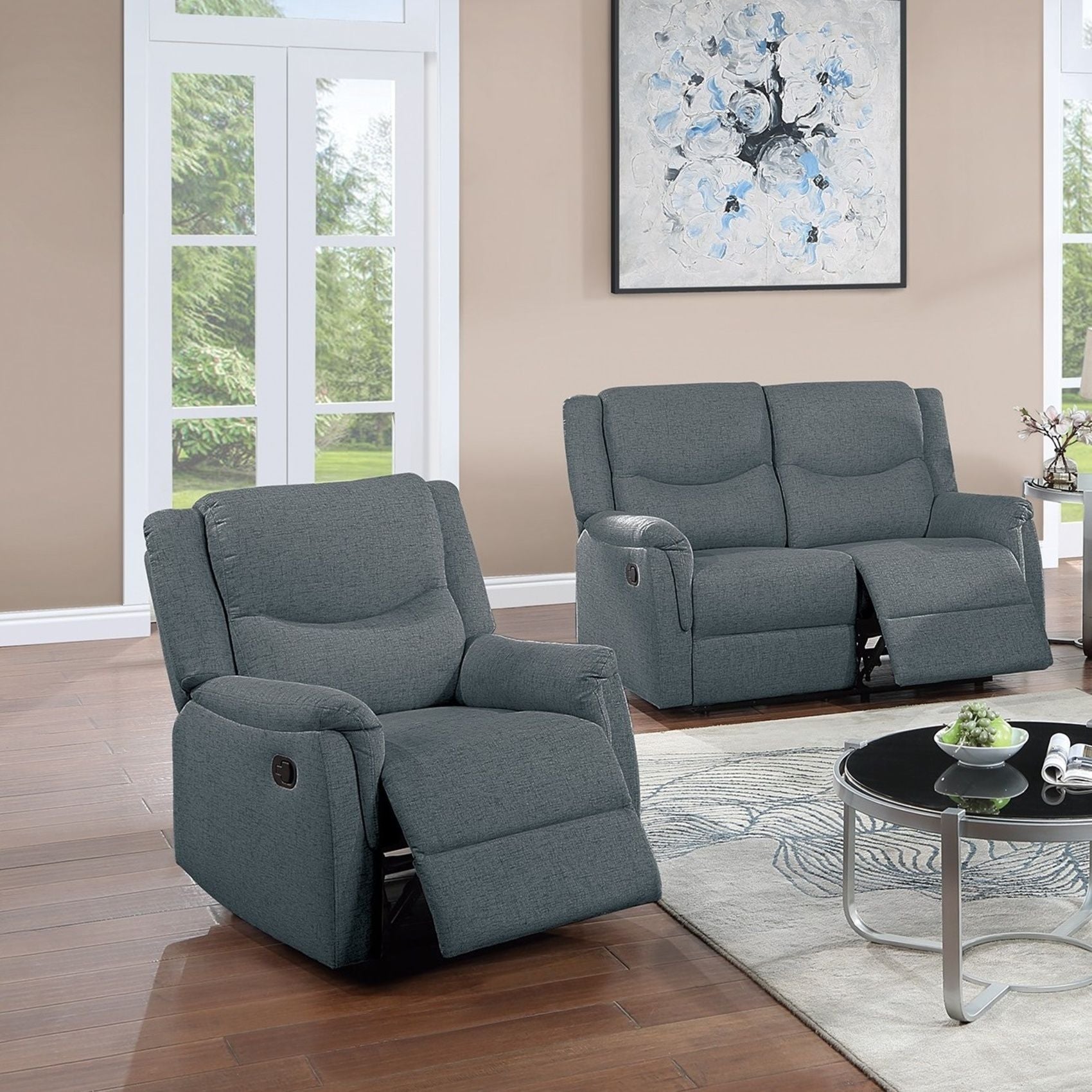 2 Piece Living Room Set With Loveseat And Recliner Home Essentials