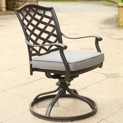 Outdoor Patio Aluminum Swivel Rocker Dining Chair With Cushion (Set of 2) Home Essentials