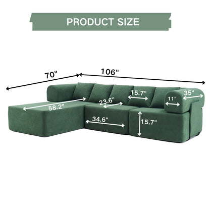 Modular L-Shaped Sectional Sofa With Deep Seat, Movable Chaise & 5 Pillows Home Essentials