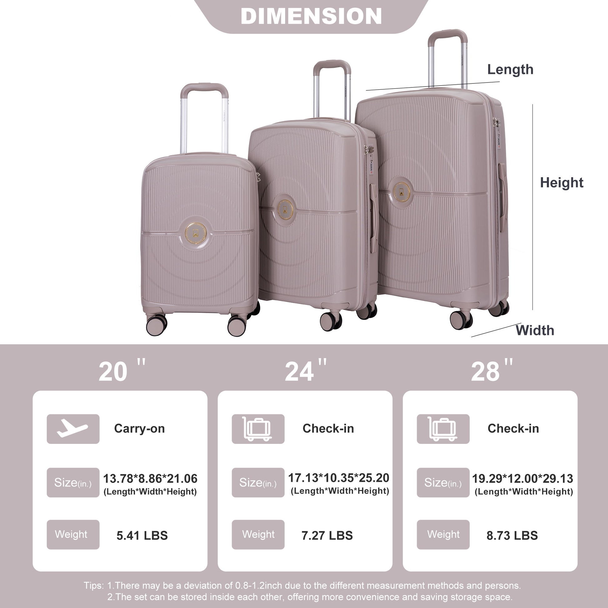3 Piece Set Expandable Hardshell Suitcase Double Spinner Wheels Daily Nest