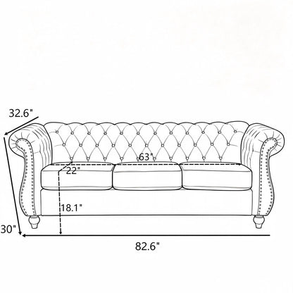 Chesterfield 3 Seater Sofa With Rolled Arms US Pride