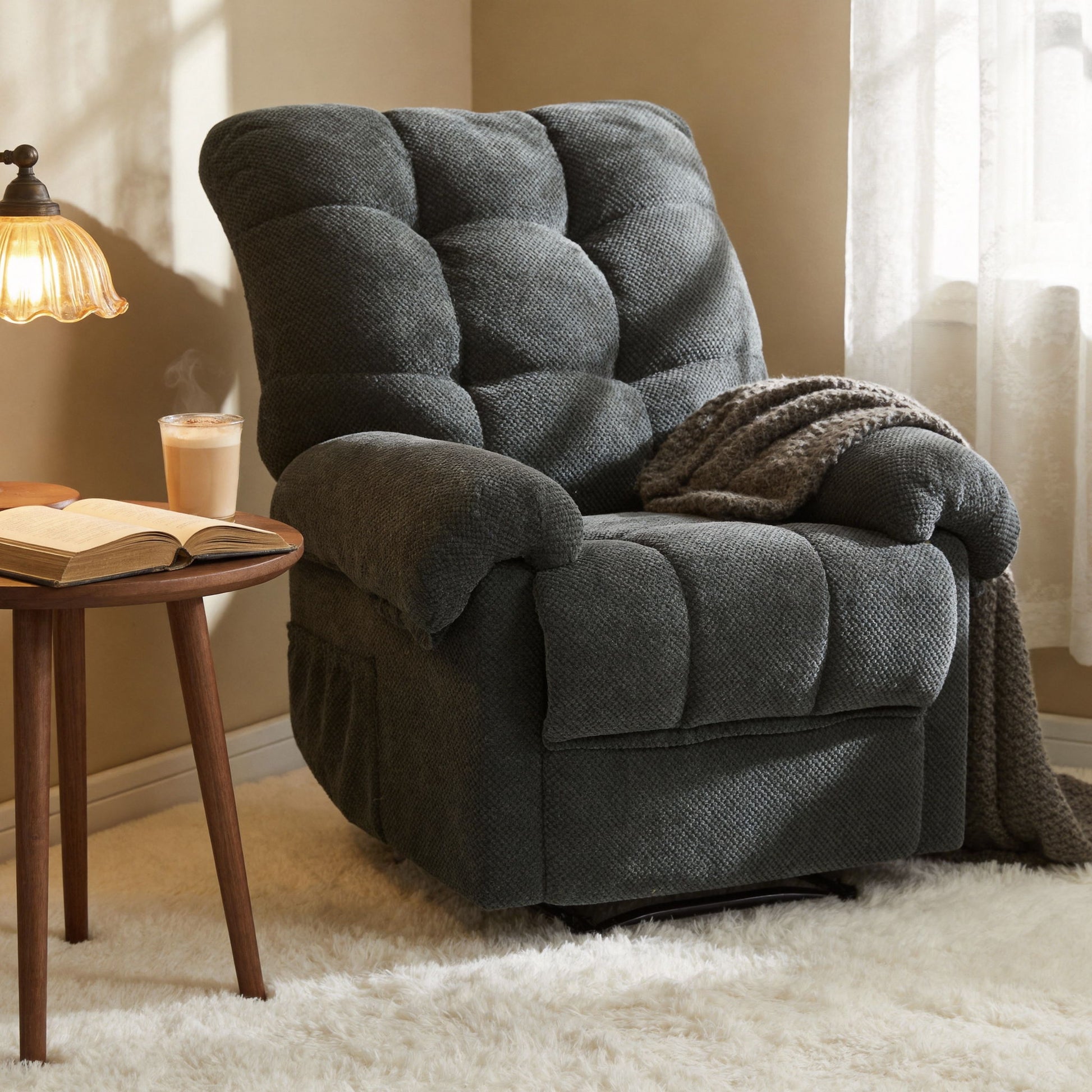 Manual Recliner, Padded Footrest Home Essentials