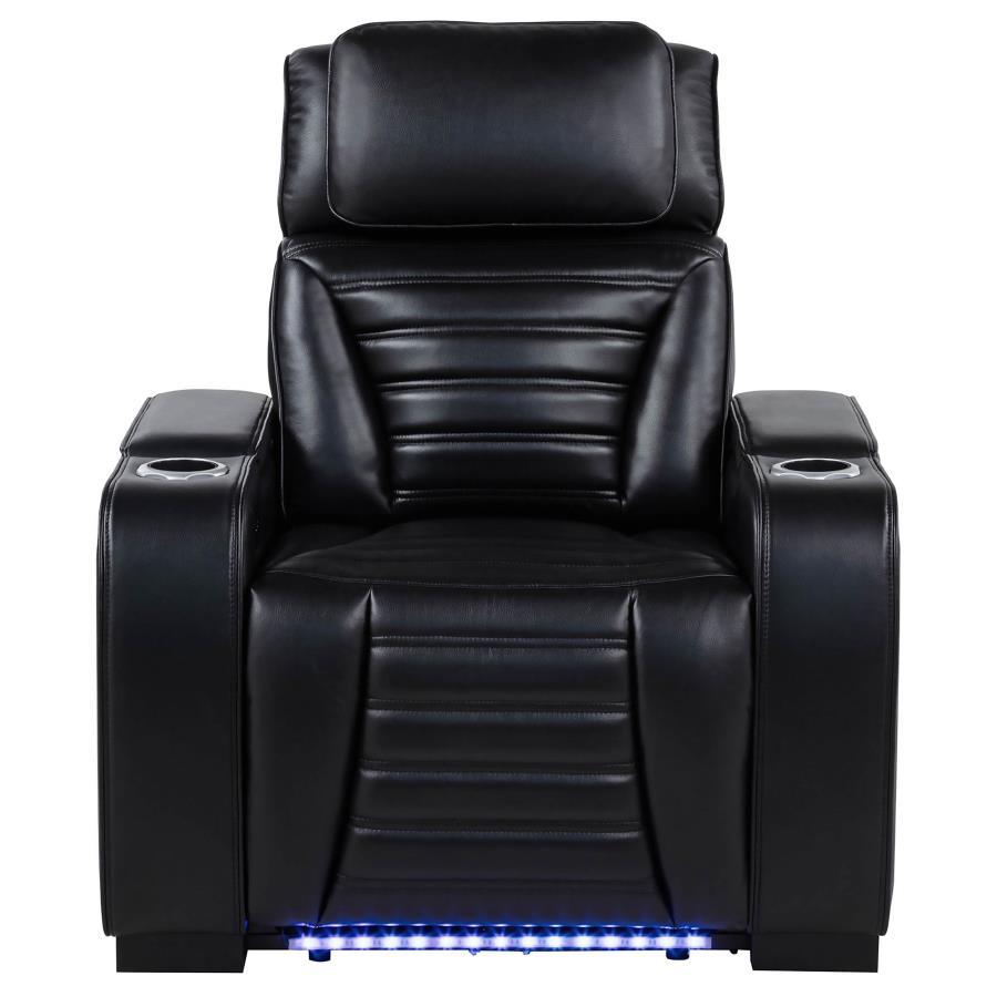 Zuma - Faux Leather Upholstered Dual Power LED Recliner - Black Coaster Fine Furniture
