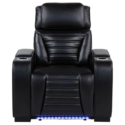 Zuma - Faux Leather Upholstered Dual Power LED Recliner - Black Coaster Fine Furniture