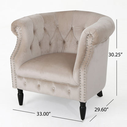 Celestialis - Upholstered Club Chair With Tub Design And Rolled Recessed Armrests Noble House