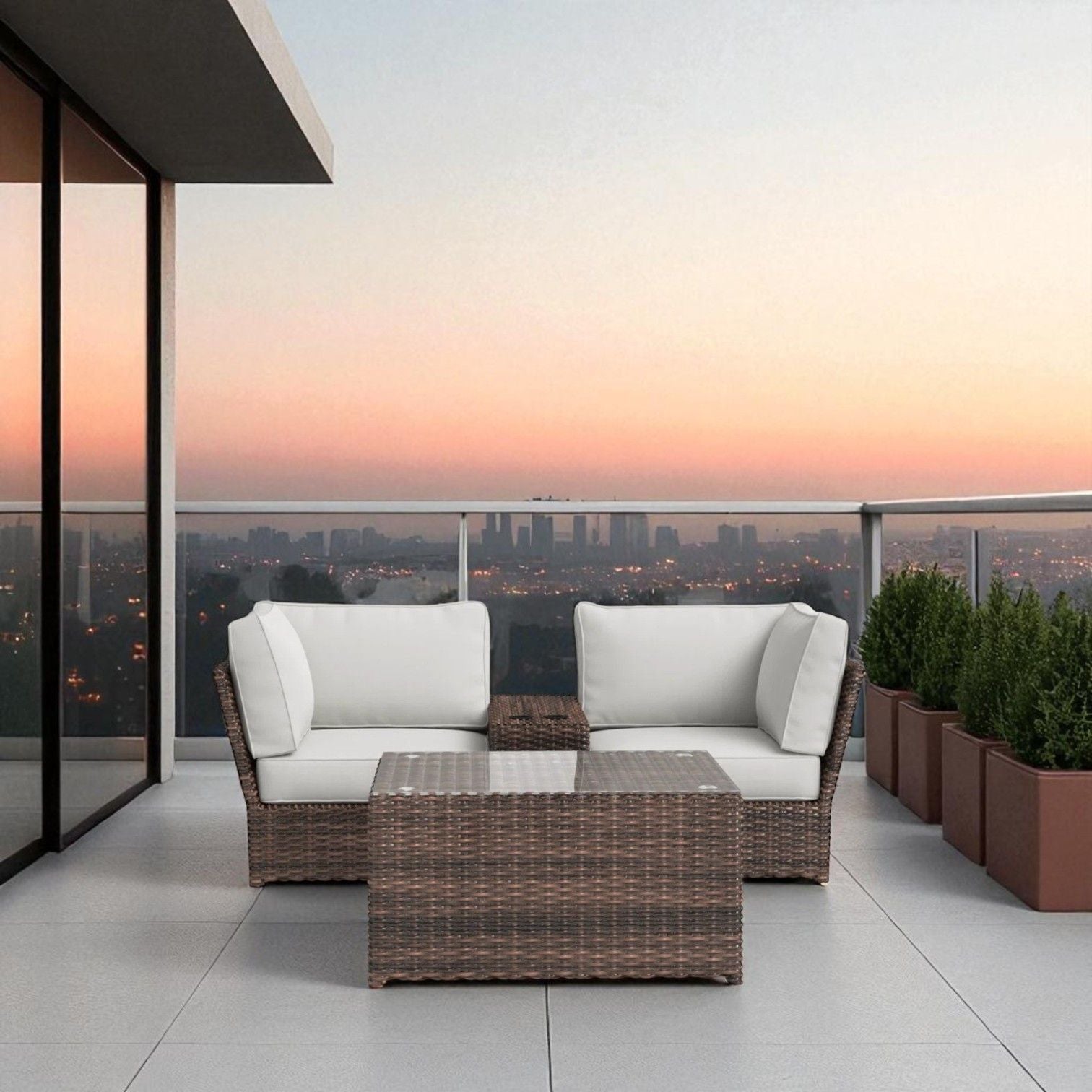 Comfortable Modern Patio Rattan Sectional Set With Cushions LSI Patio Furniture