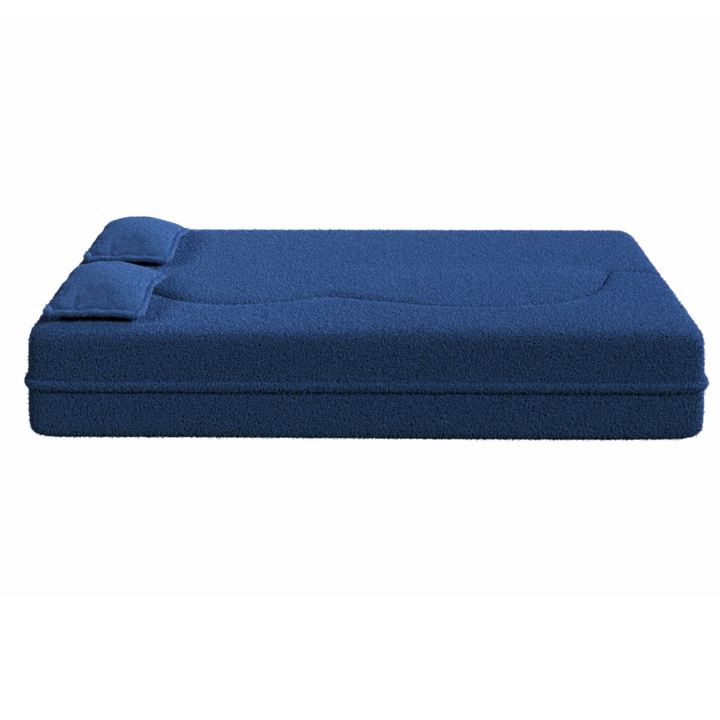 Modern Floor Sofa, With 2 Pillows, Convertible Teddy Fabric Foam Filled Bed Home Essentials