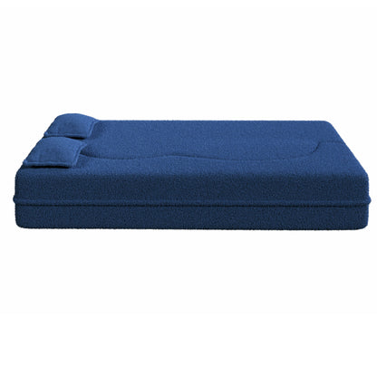 Modern Floor Sofa, With 2 Pillows, Convertible Teddy Fabric Foam Filled Bed Home Essentials