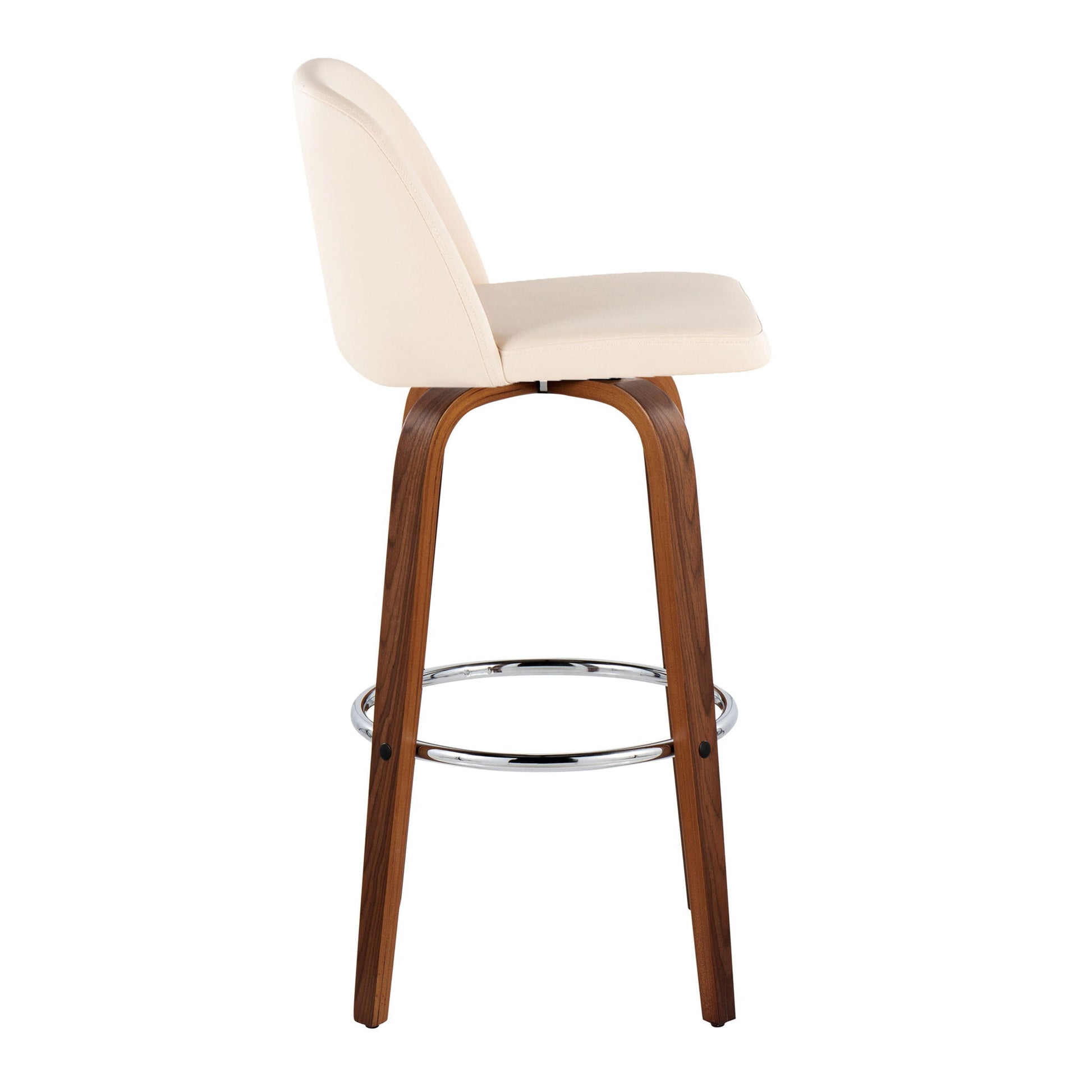 Toriano - Mid Century Modern Fixed Height, Barstool With Swivel With Round Footrest (Set of 2) Lumi Source