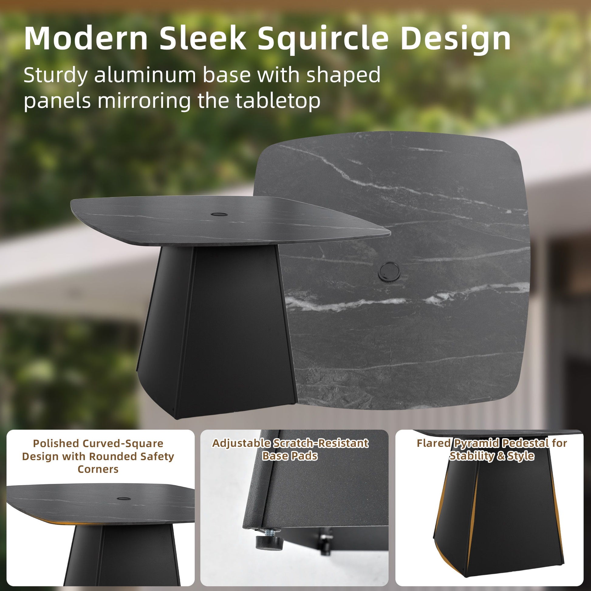 Outdoor Patio Dining Set, Squircle Dining Table, Dining Chairs With Sunbrella Cushions Life Outside