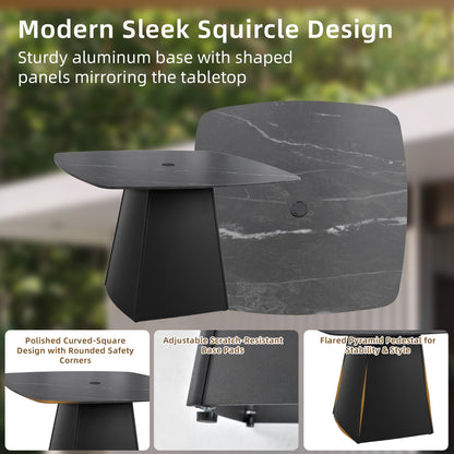 Outdoor Patio Dining Set, Squircle Dining Table, Dining Chairs With Sunbrella Cushions Life Outside