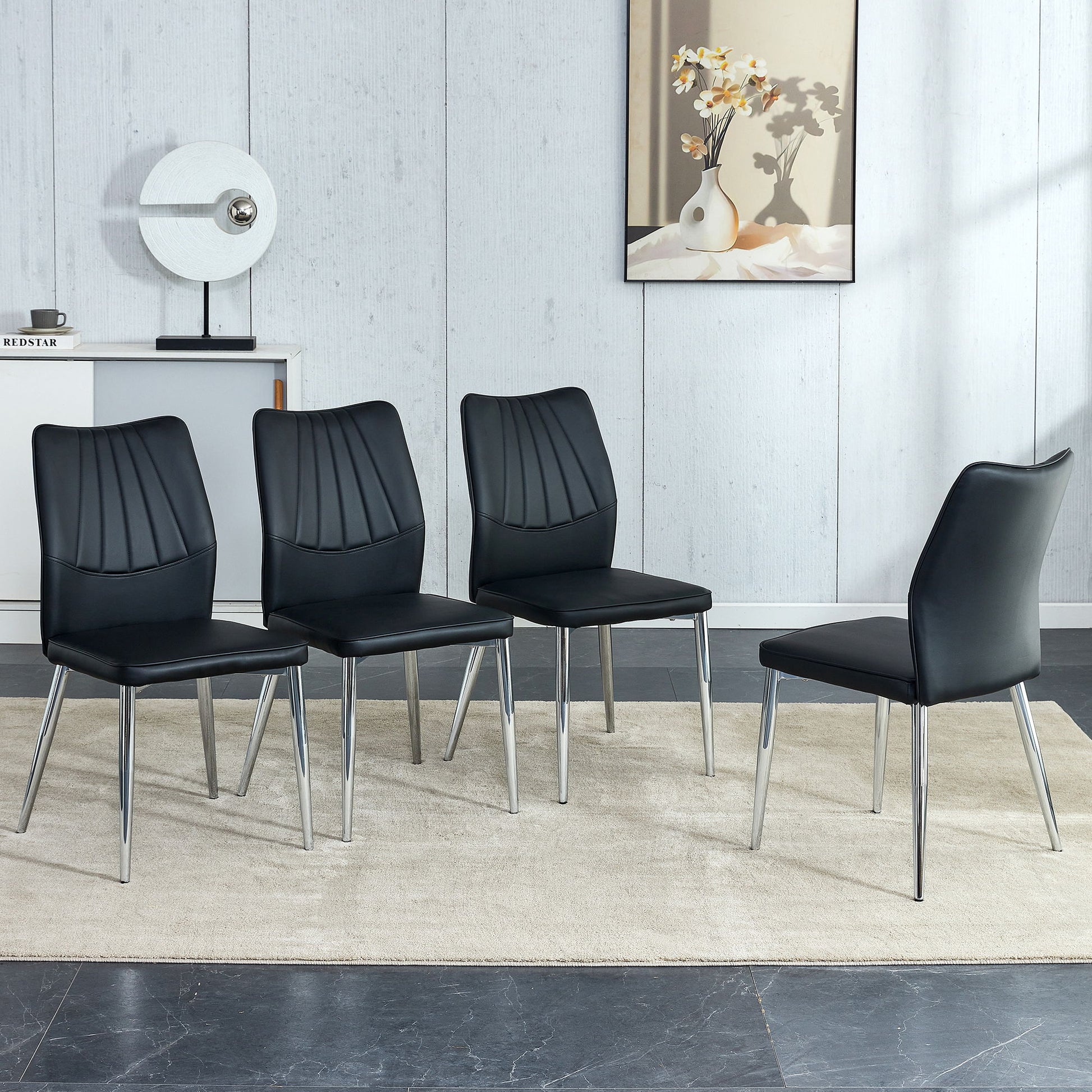 Modern Middle Ages Style Dining Chairs With Cushions And Metal Legs Home Essentials