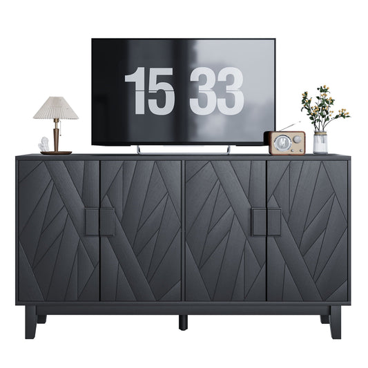 Modern Style Buffet Cabinet, Storage Side Cabinet Buffet Cabinet, Medieval Modern Multifunctional Decorative Cabinet Suitable For Living Room, Dining Room, Entrance, Corridor, Kitchen - Black Home Essentials