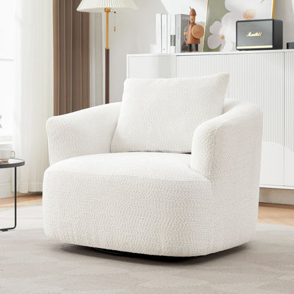 360° Swivel Barrel Sofa Chair With Throw Pillow, Chenille Upholstered Accent Chair Hearth and Haven