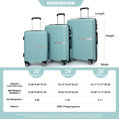 Hardshell Suitcase Double Spinner Wheels Luggage Sets, Lightweight With Tsa Lock, 3 Piece Set Daily Nest