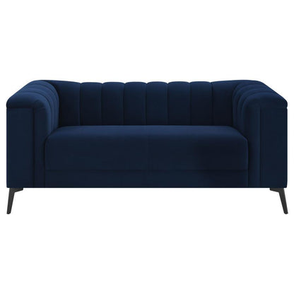 Chalet - Upholstered Tuxedo Arm Tufted Loveseat - Blue CoasterEssence