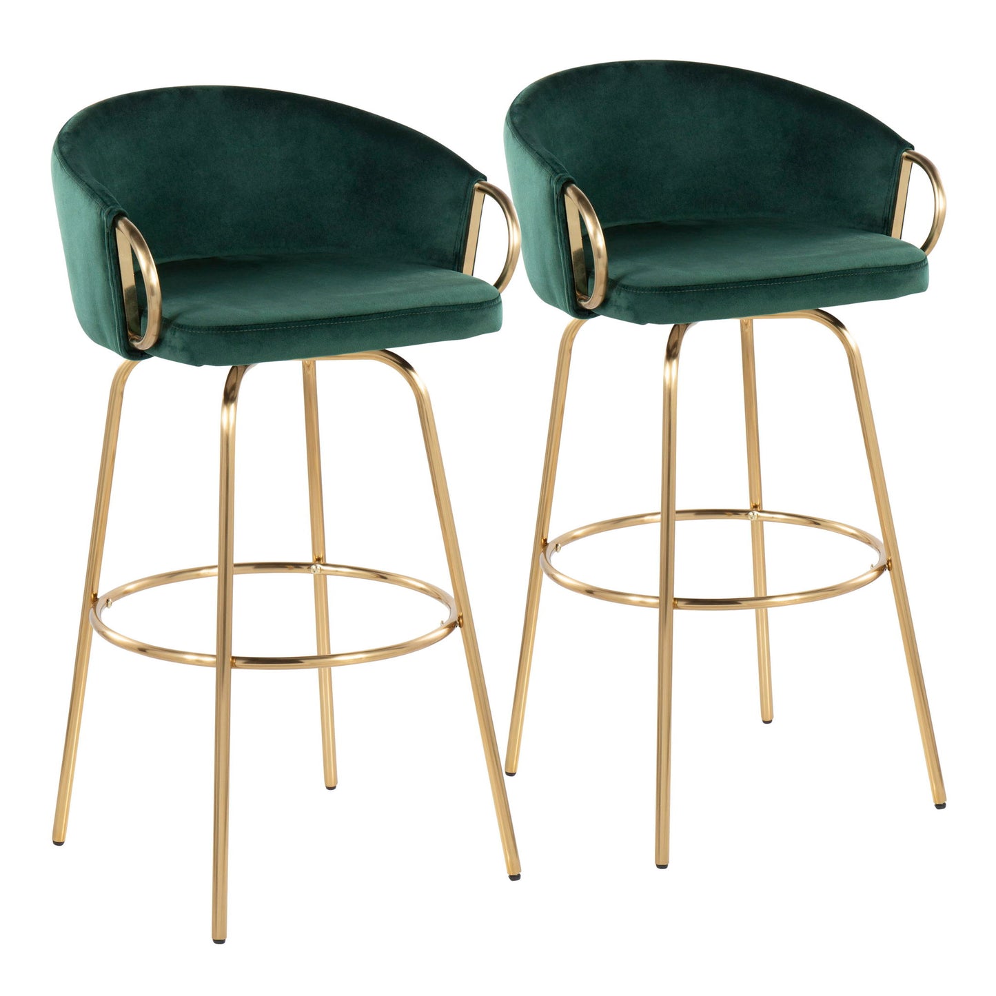 Claire - Contemporary / Glam Fixed Height Bar Stool (Set of 2) Round Footrest (Set of 2) Lumi Source