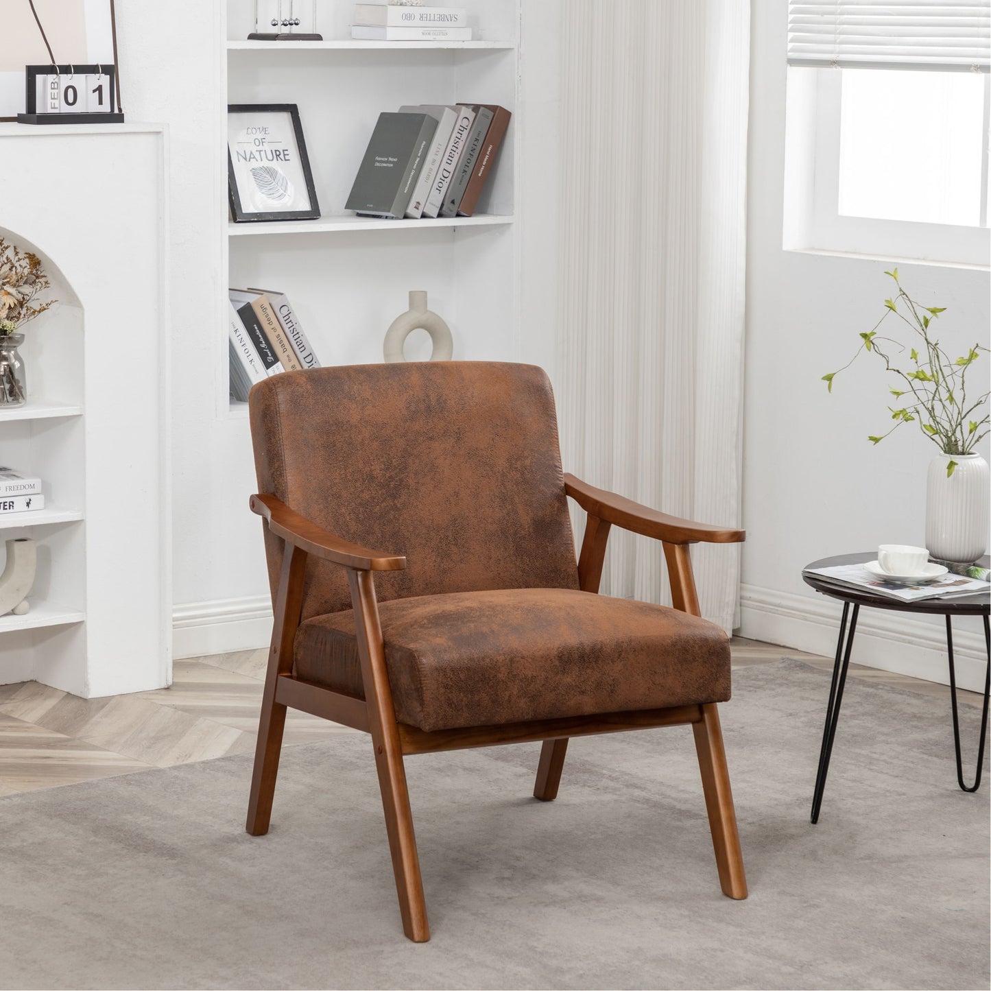 Accent Chair, Classic Mid Century Modern For Extra Seating US Pride