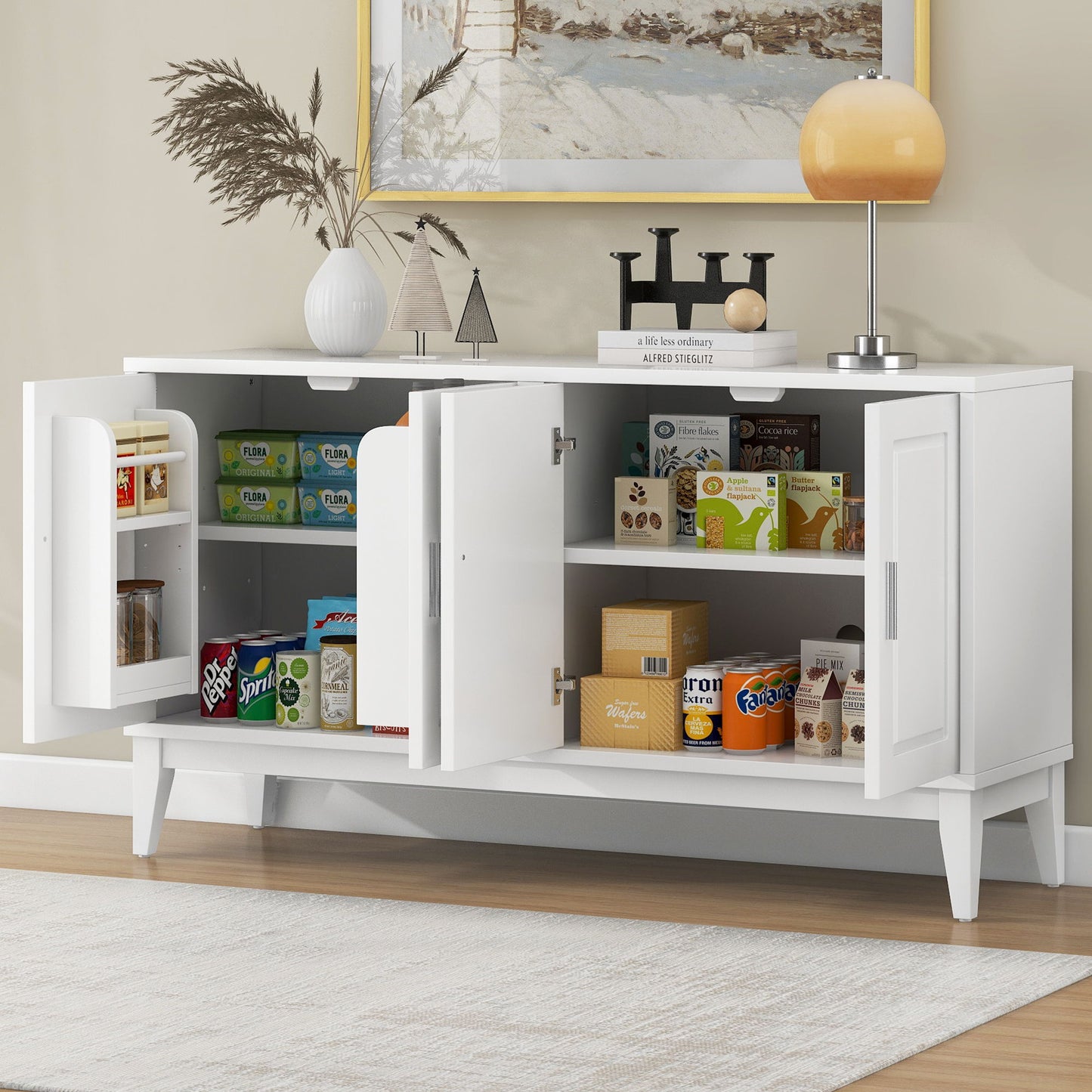 4 Door Sideboard Storage Cabinet With Door Shelf Noble House