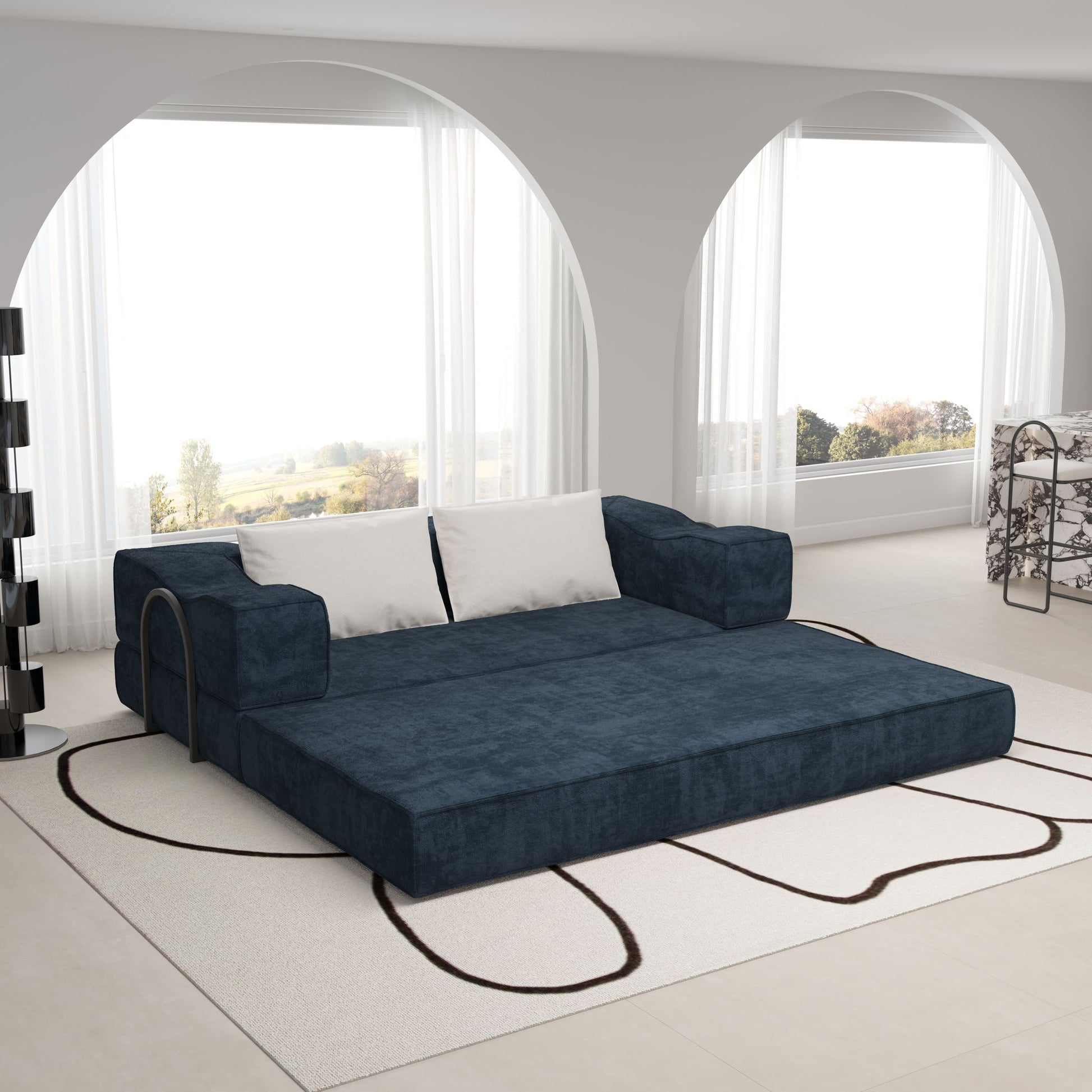 3 Seat Folding Floor Couch & King Size Bed Mattress Home Essentials