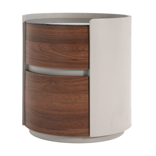 Italian Retro Double Storage Round Side Table - Gray Brown Noble House