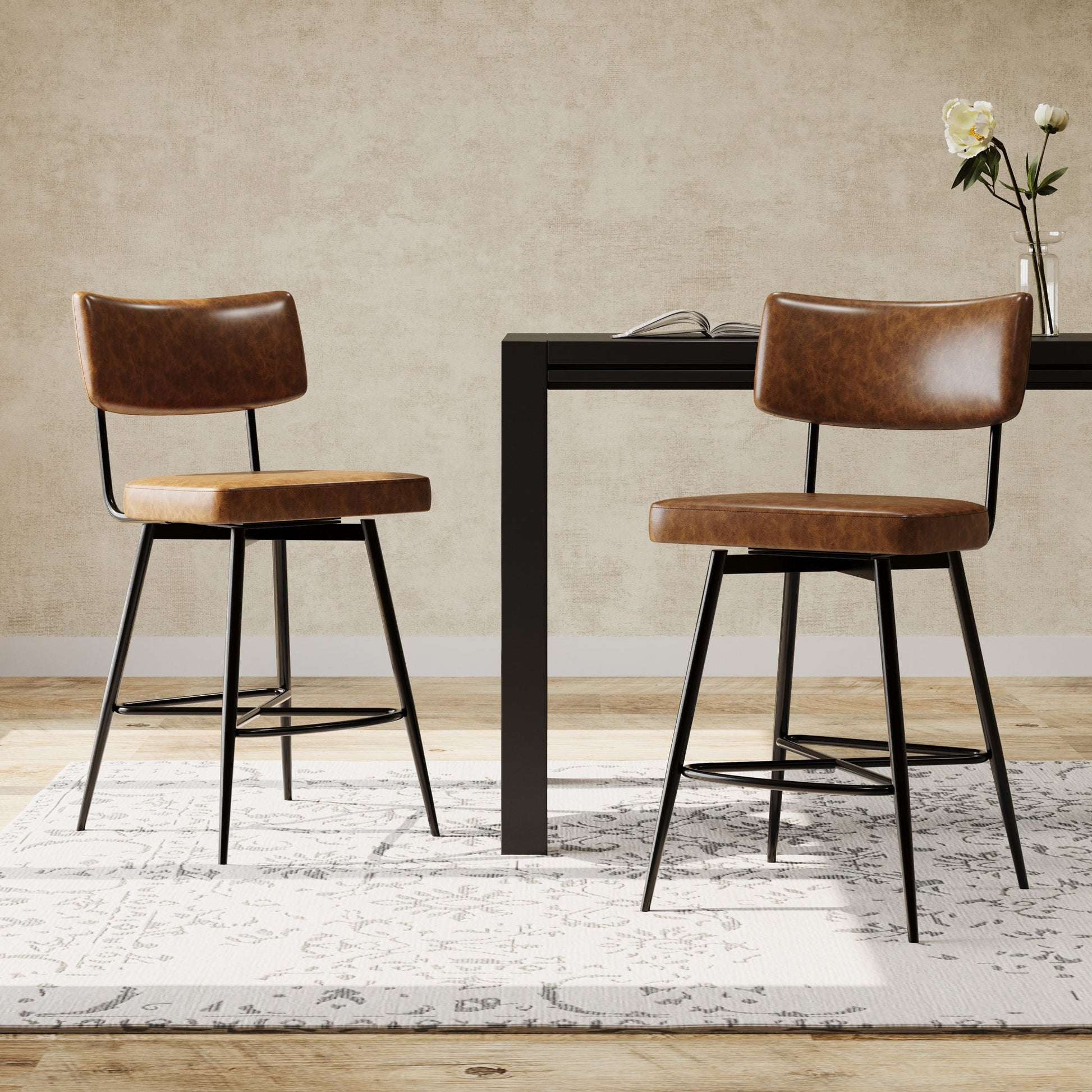 Retro Swivel Counter Stools (Set of 2) Noble House