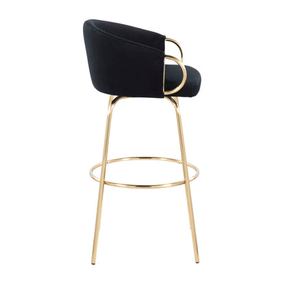 Claire - Contemporary / Glam Fixed Height Bar Stool (Set of 2) Round Footrest (Set of 2) Lumi Source