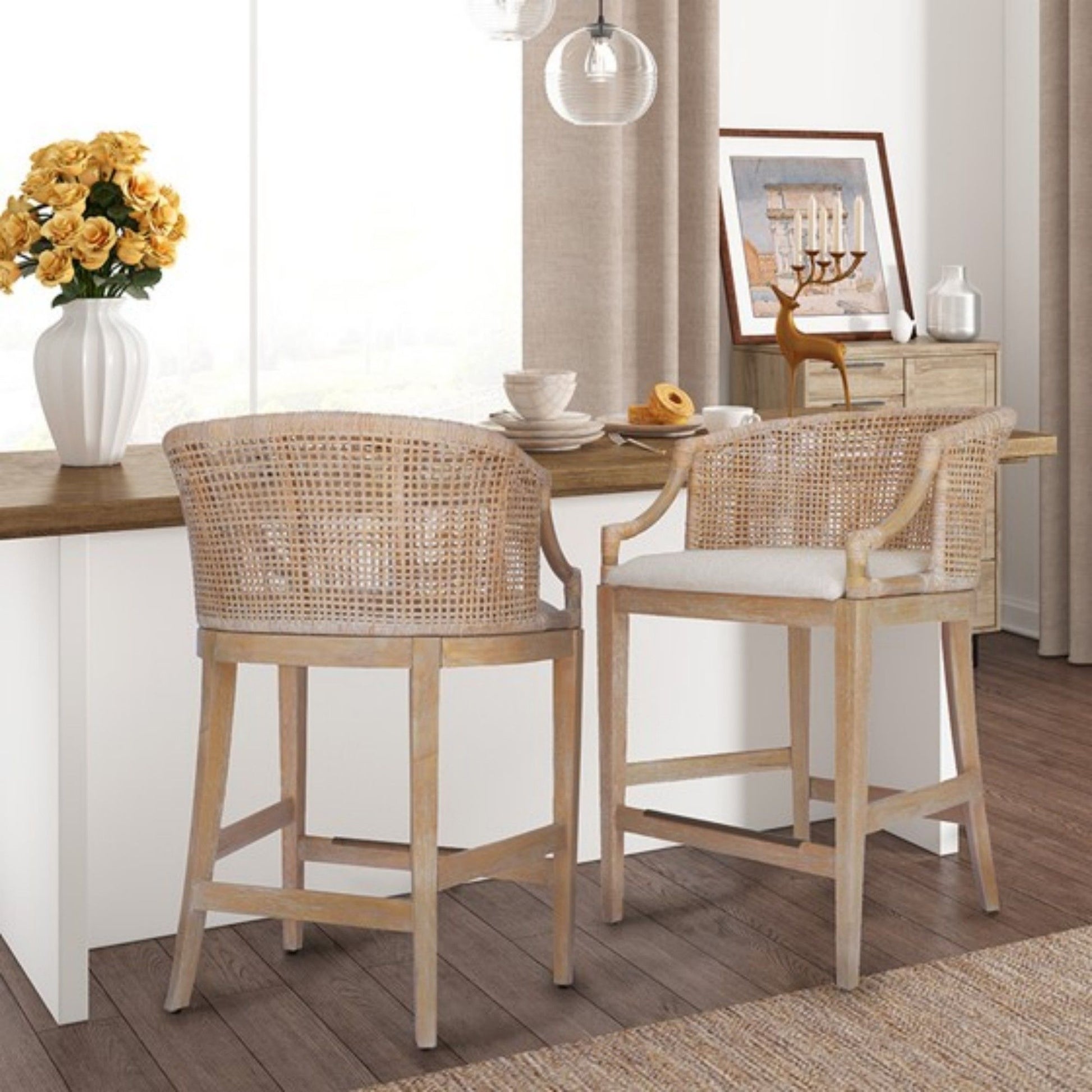 Casual Handcrafted Rattan Counter Stool JLA
