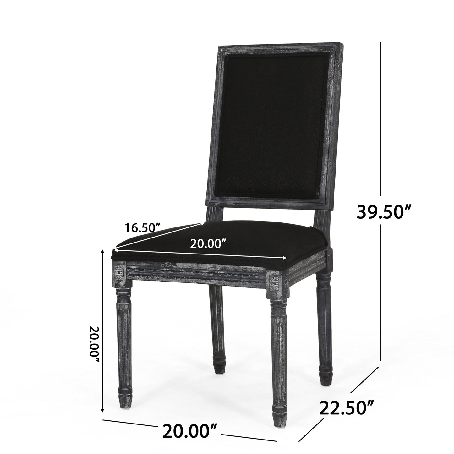 French Country Style Dining Chair With Upholstered Seating And Fluted Legs Noble House