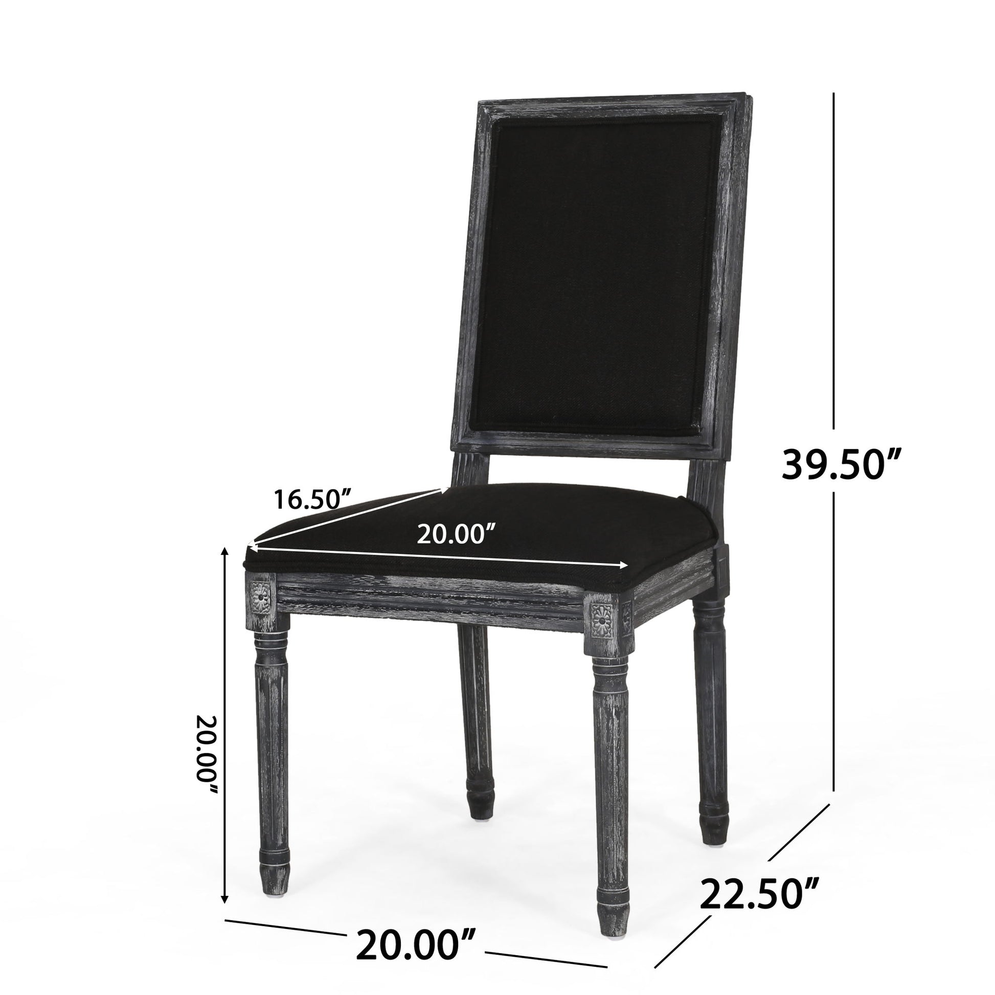 French Country Style Dining Chair With Upholstered Seating And Fluted Legs Noble House