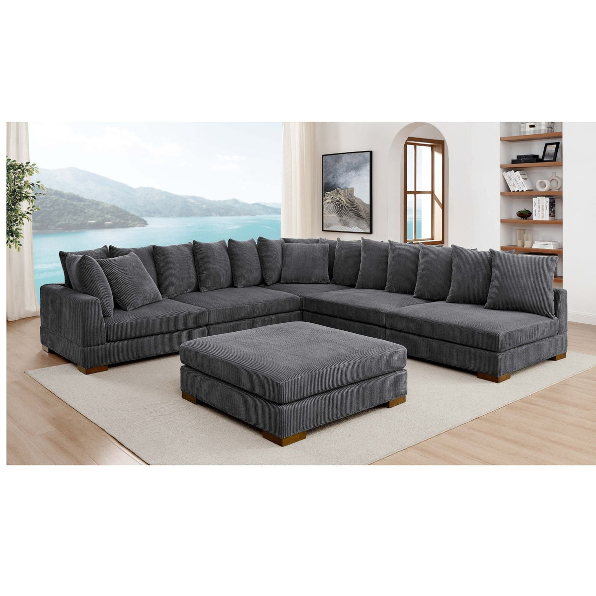 Large Seating Modular Sleeper Sectional - Dark Gray Home Essentials
