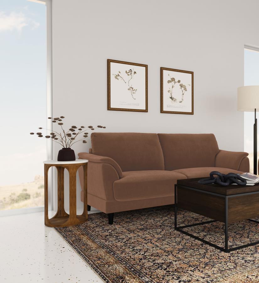 Selma - Velvet Upholstered Crescent Arm Sofa - Rust Coaster Fine Furniture