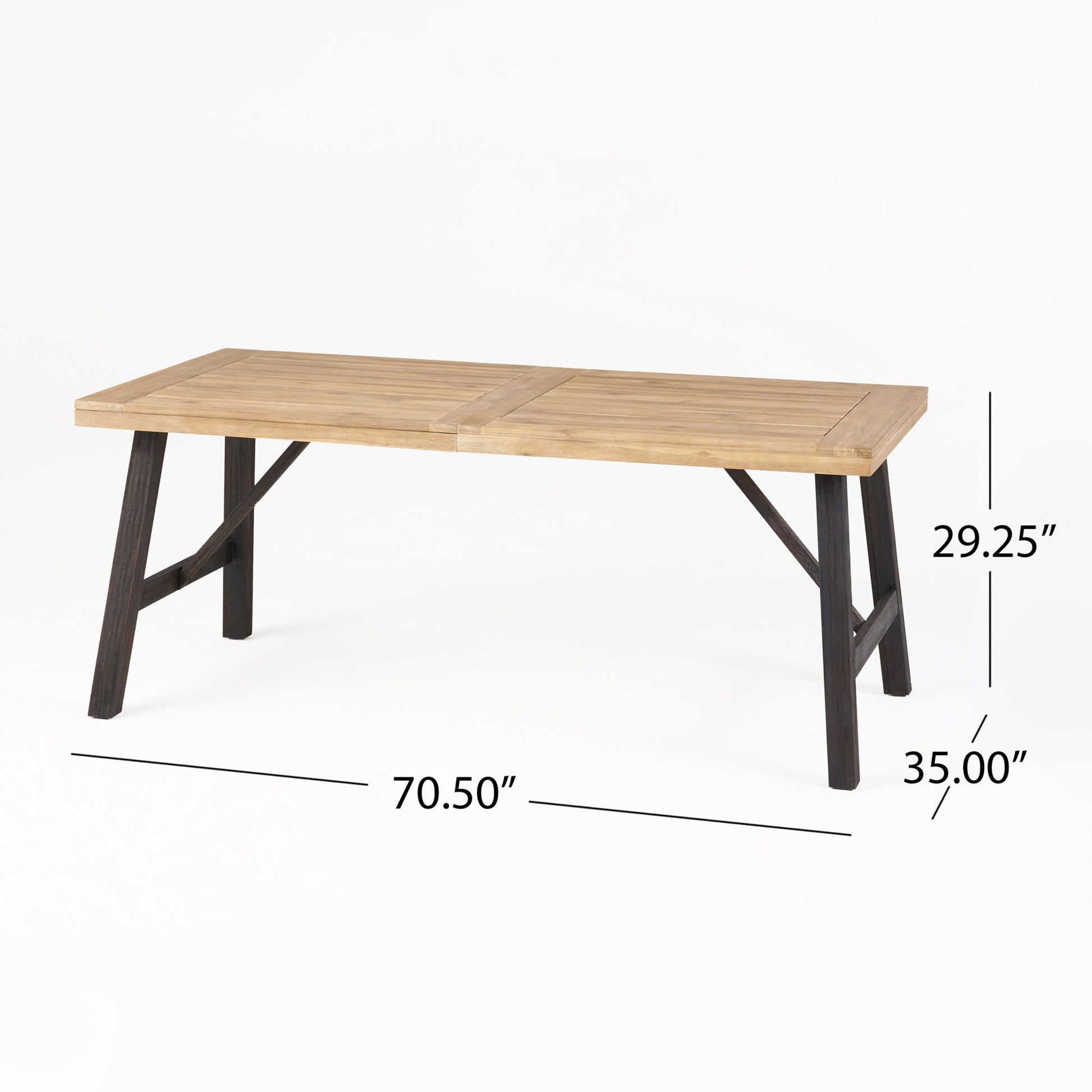Outdoor Weather Resistant Dining Table With Slat Panel Design - Natural / Gray Noble House