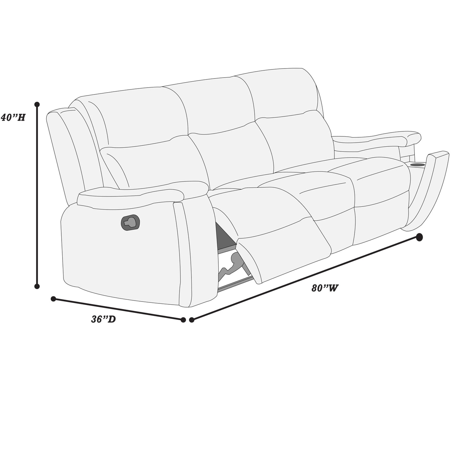 Modern Manual Motion Living Room Set & Hidden Cup Holders Home Essentials