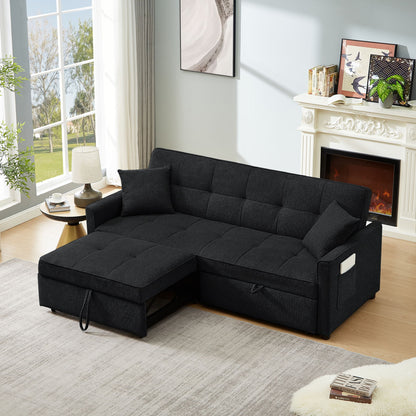 3 In 1 Convertible Sleeper Sofa Bed, Reclining Backrest, Pillows, Pockets Home Essentials
