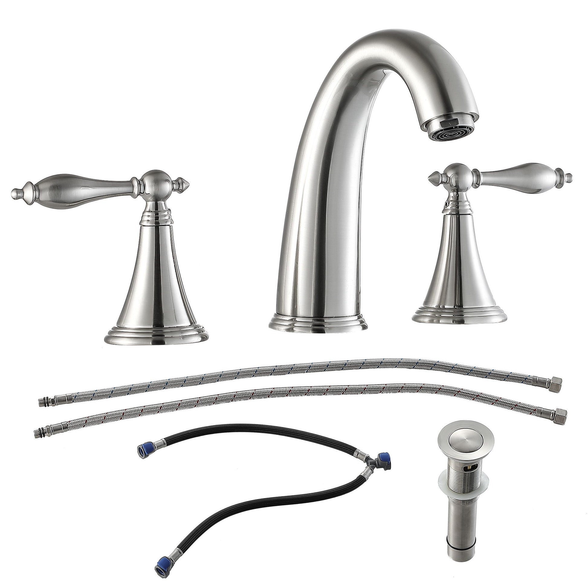 Elegant 2 Handle Widespread Bathroom Faucet With Pop Up Drain And Water Supply Lines Daily Nest